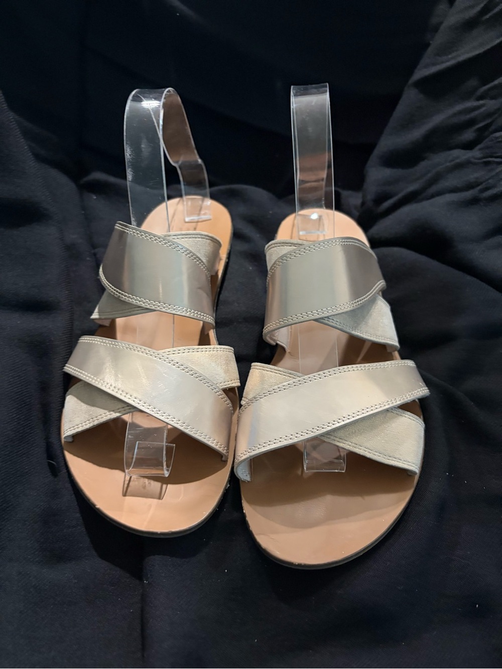 Paul Green Metallic gold Crisscross Leather Sandals